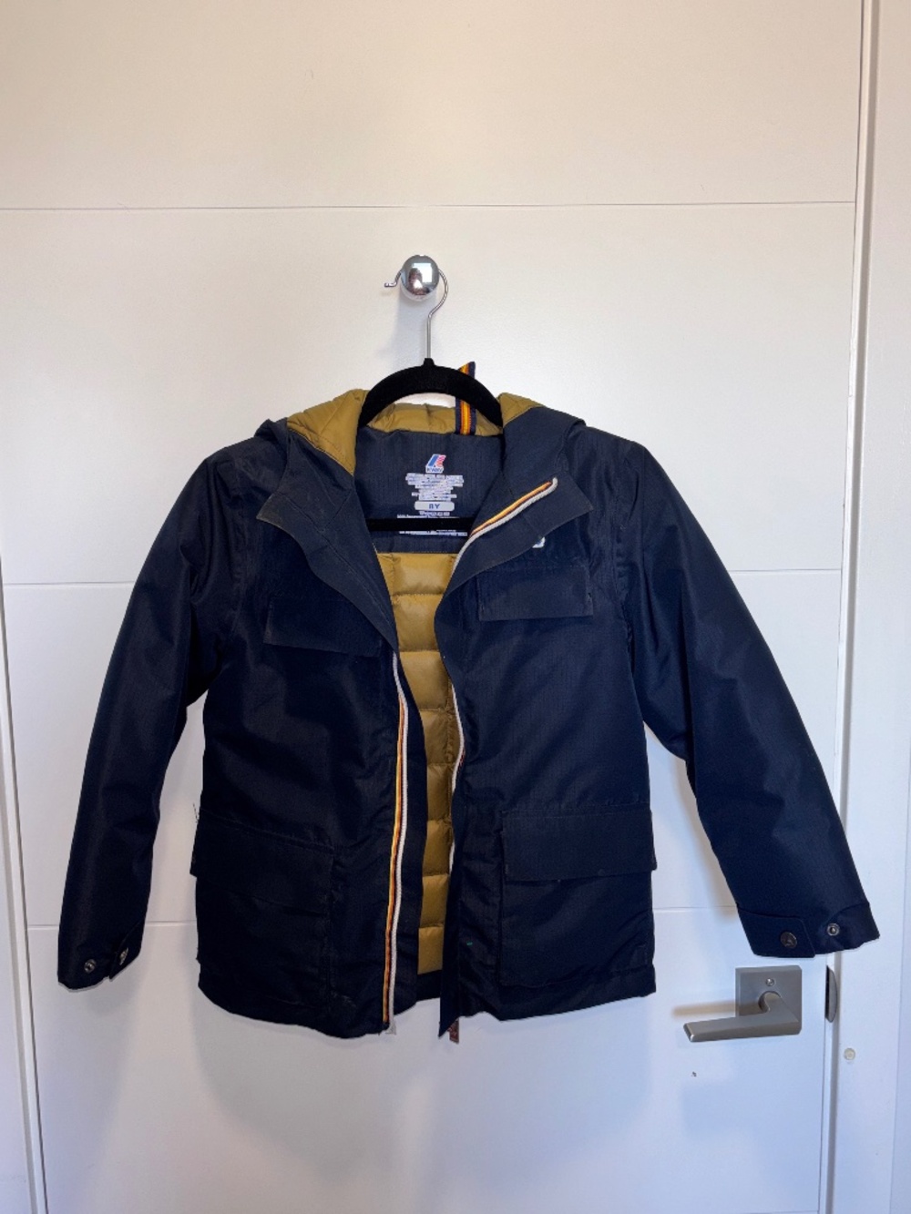 K-Way Kids Navy Down Puffer Hooded Jacket Size 8Y